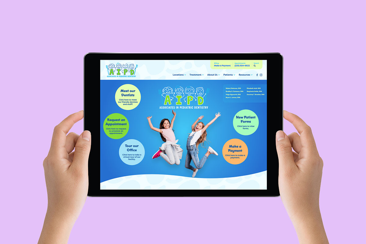 AIPD Associates in Pediatric Dentistry website on tablet