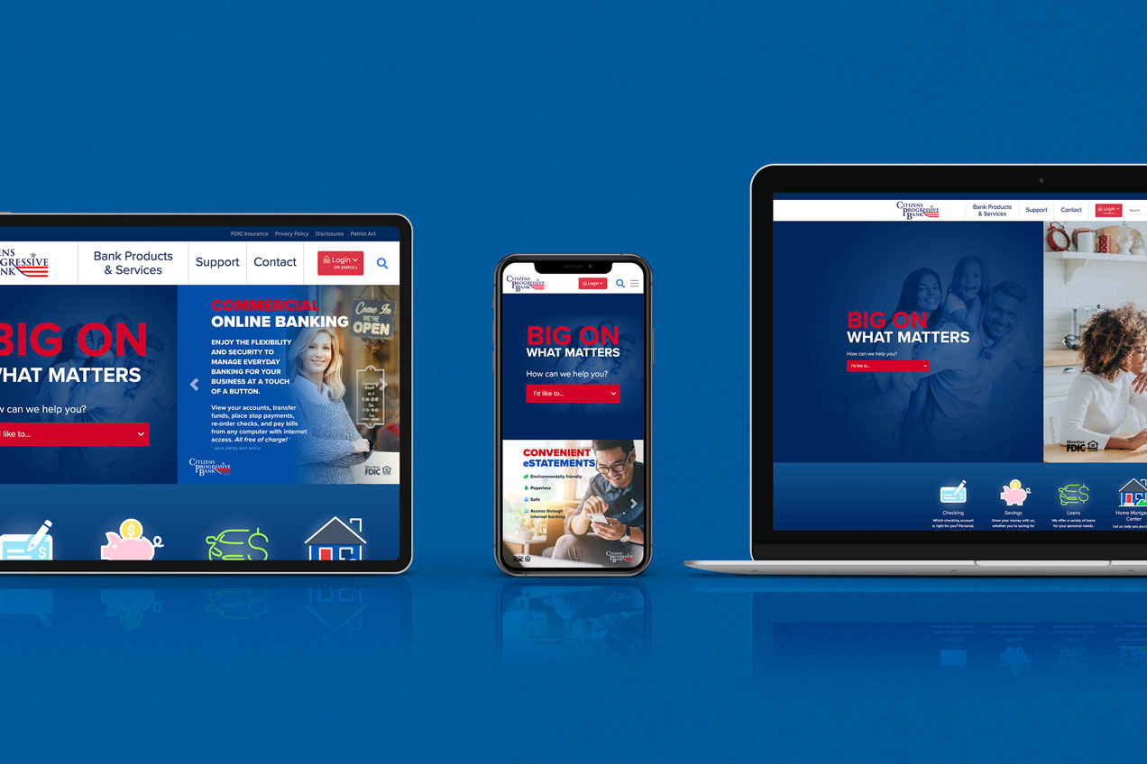 Citizens Progressive Bank website mockups