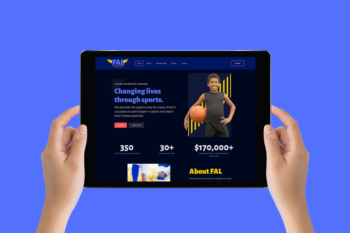 Future Athletes of Louisiana website design